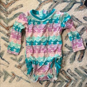 Ruffle Butts Kids Swim One Piece - Teal and Lavender